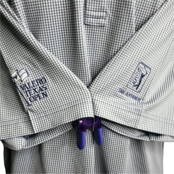 Travis Mathew Golf Polo Shirt Men's XXL Blue Gingham Performance Short Sleeve - Picture 8 of 9